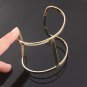 New Punk Designer Gold Silver Color Alloy Simple Hollow Out Wide Abstract Cuff