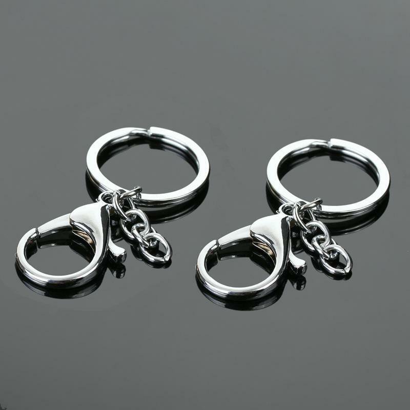 Mini Self Key Ring & Key Chain Rhodium Plated Wrench Ring & Clasp Round Split