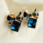 High Quality Fashion 2018 Chic Shimmer bow knot Cubic Green Blue Crystal Earring