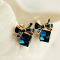 High Quality Fashion 2018 Chic Shimmer bow knot Cubic Green Blue Crystal Earring