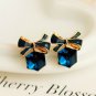 High Quality Fashion 2018 Chic Shimmer bow knot Cubic Green Blue Crystal Earring