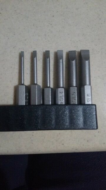 6pcs Set 50mm 2.0-6.0mm Magnetic Flat Head Slotted Tip Screwdrivers Bits 1/4"