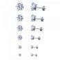 6 pairs/sets Classic Black White Cubic Zircon Stud Earrings Set Fashion Stainles