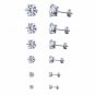 6 pairs/sets Classic Black White Cubic Zircon Stud Earrings Set Fashion Stainles