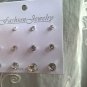 6 pairs/sets Classic Black White Cubic Zircon Stud Earrings Set Fashion Stainles