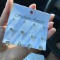 6 pairs/sets Classic Black White Cubic Zircon Stud Earrings Set Fashion Stainles