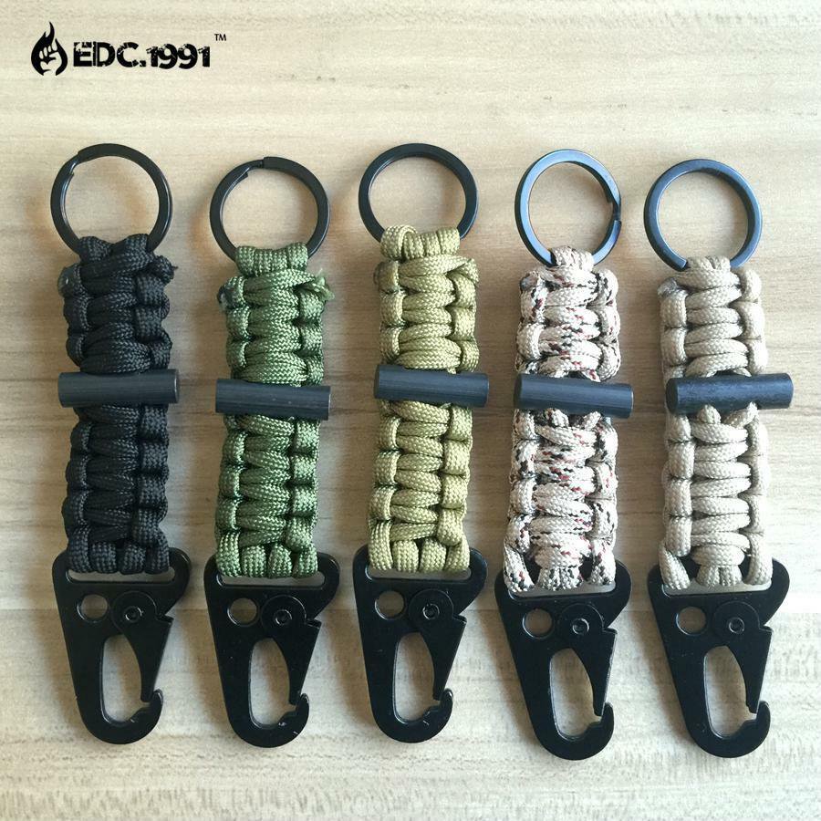 New EDC Rope Keychain Camping Emergency Military Survival Kit Ring Carabiner