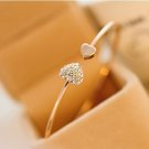2018 Hot New Fashion Adjustable Crystal Double Heart Bow Bilezik Cuff Opening
