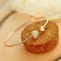 2018 Hot New Fashion Adjustable Crystal Double Heart Bow Bilezik Cuff Opening
