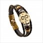 Bronze Alloy Buckles 12 constellations Bracelet Punk Leather Zodiac Bracelet