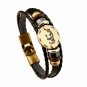 Bronze Alloy Buckles 12 constellations Bracelet Punk Leather Zodiac Bracelet