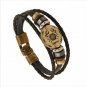 Bronze Alloy Buckles 12 constellations Bracelet Punk Leather Zodiac Bracelet