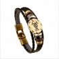 Bronze Alloy Buckles 12 constellations Bracelet Punk Leather Zodiac Bracelet