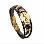 Bronze Alloy Buckles 12 constellations Bracelet Punk Leather Zodiac Bracelet