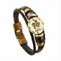Bronze Alloy Buckles 12 constellations Bracelet Punk Leather Zodiac Bracelet