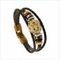 Bronze Alloy Buckles 12 constellations Bracelet Punk Leather Zodiac Bracelet