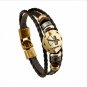 Bronze Alloy Buckles 12 constellations Bracelet Punk Leather Zodiac Bracelet