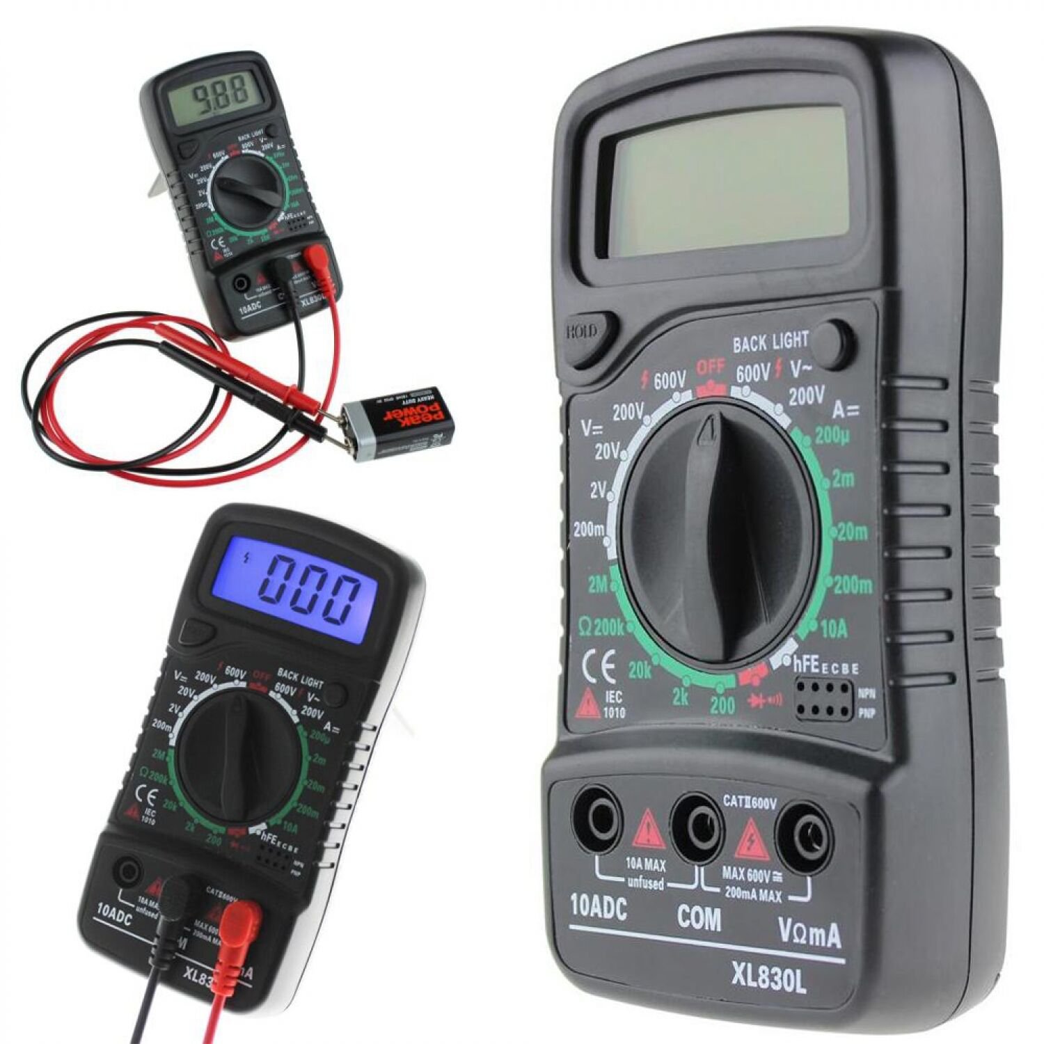 Digital Multimeter Portable Multi Meter AC/DC Voltage Meter DC Ammeter Blue Test