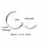 G23titan Silver Color Open Titanium Ring 18 Gauge Hoop for Ear Tragus Cartilage