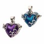 2 Piece Purple/Blue Enamel Heart Cremation Memorial Keepsake Charms Pendant Love