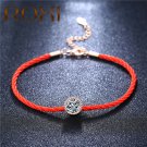 ROXI Austrian Crystals Charm Bracelets for Women Thin Red Thread String Rope