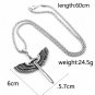 Men's Cool Stainless Steel Cross Angel Wings Sword Pendant Chain Necklace
