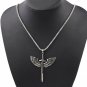 Men's Cool Stainless Steel Cross Angel Wings Sword Pendant Chain Necklace