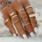 17KM 12 pc/set Charm Gold Color Midi Finger Ring Set for Women Vintage Boho Knuc