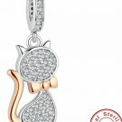Cute 925 Sterling Silver Lovely Cat Charm Beads Fit Original Bracelet Pendant