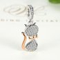 Cute 925 Sterling Silver Lovely Cat Charm Beads Fit Original Bracelet Pendant