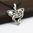 Cat Necklace Trinity Knot Celtic Pendant Amulet Large Punk Viking Animal Jewelry
