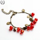Hot New Vintage Sweet Cute Red Cherry Charm Bracelets&Bangles For Women Jewelry
