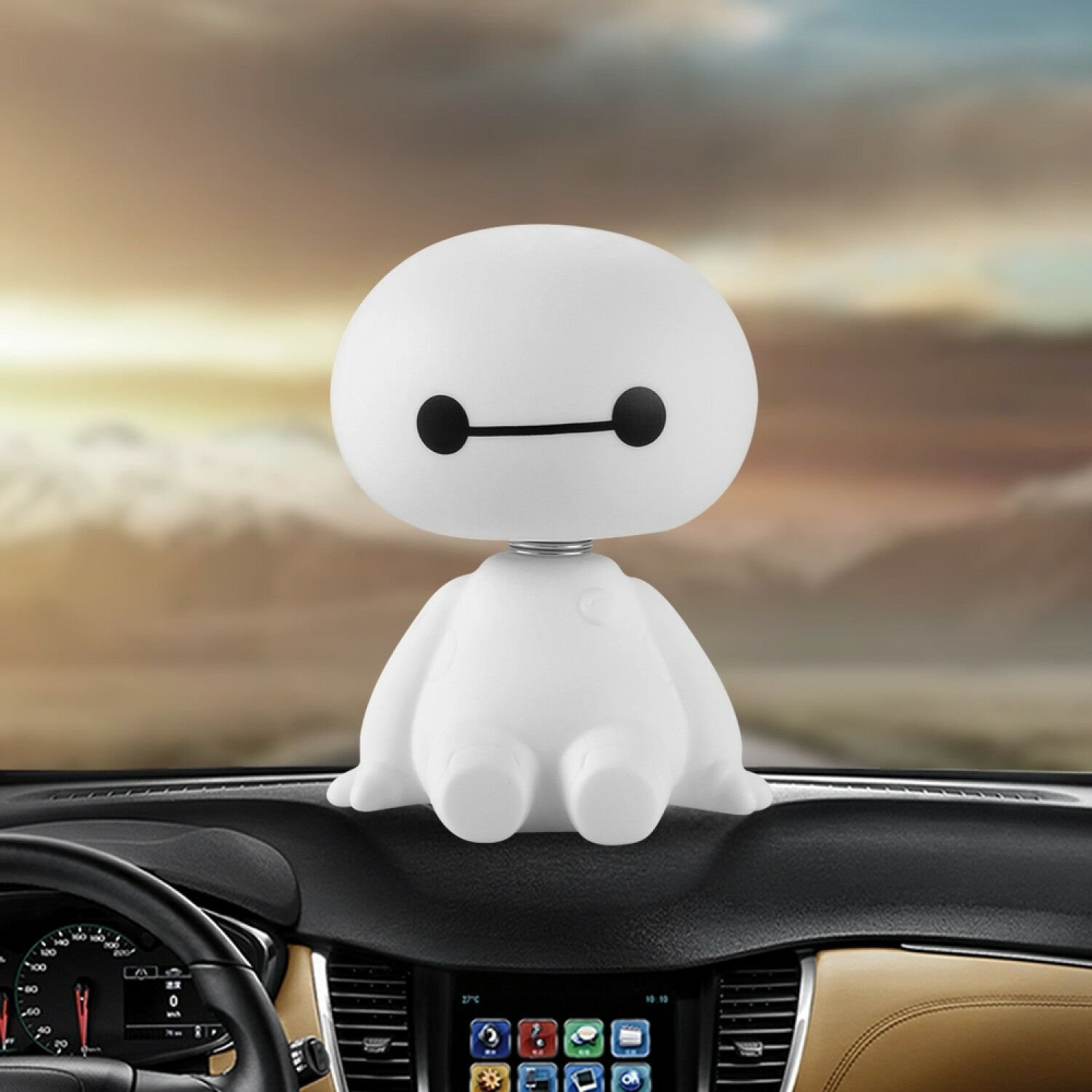 Fashion Plastic Car Interior Robot Bobble Head Shaking Head Auto Toys Big Hero