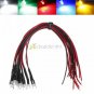 50pcs Red LED Lamp Light Bulb 20cm Pre Wired 5mm 12V 24V DC New Item 2018