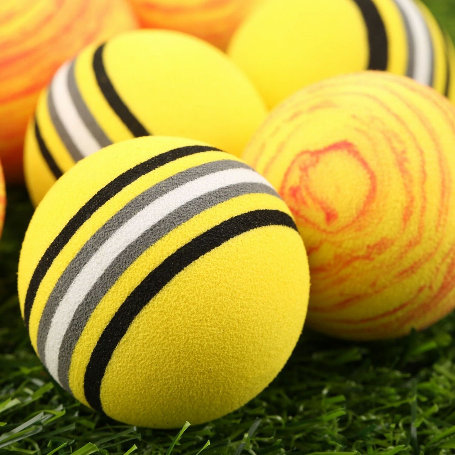 Gohantee 10pcs EVA Foam Soft Golf Balls Indoor 41mm Rainbow Sponge Golf Practice