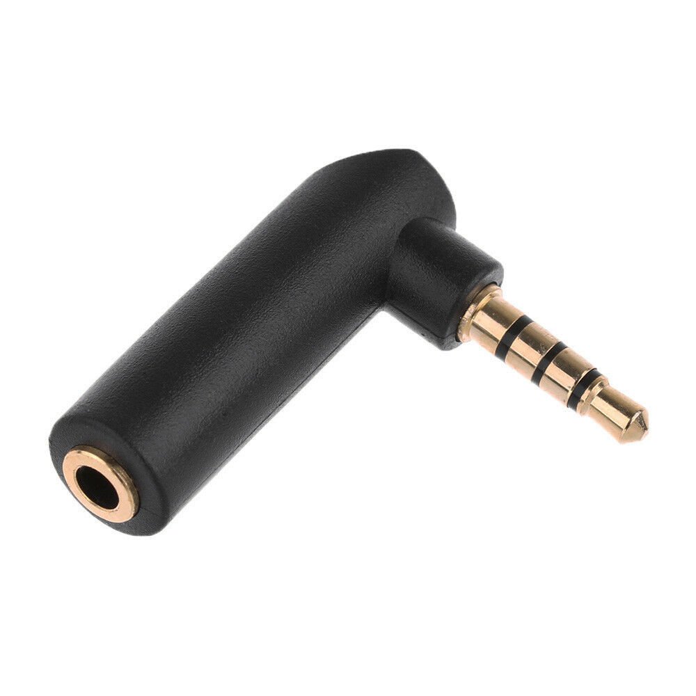 3.5mm 4Pole Microphone Jack Right Angle Male To Female Audio Stereo Adapter New