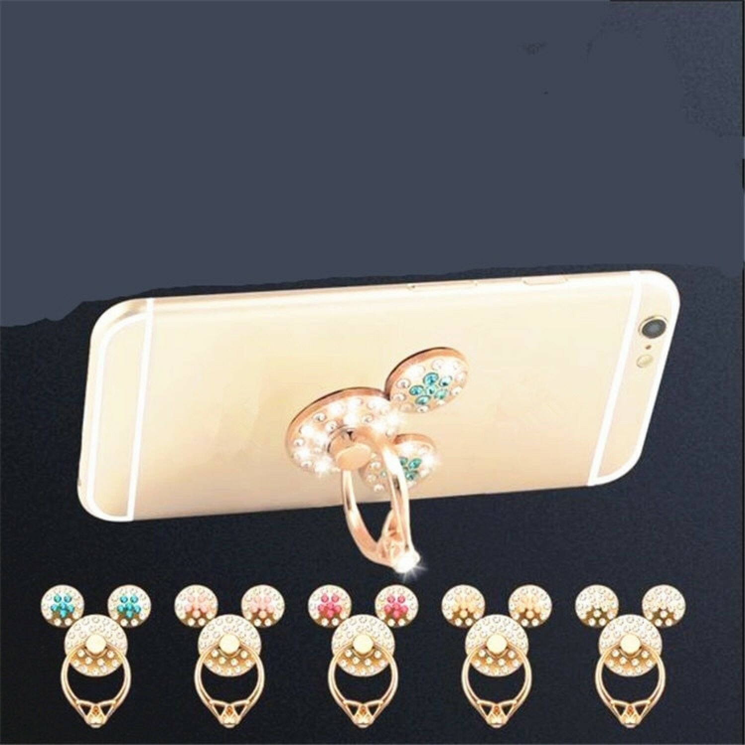 1 Piece Rhinestone Finger Ring Cute Mobile Phone Holder Stand Ring Fashion