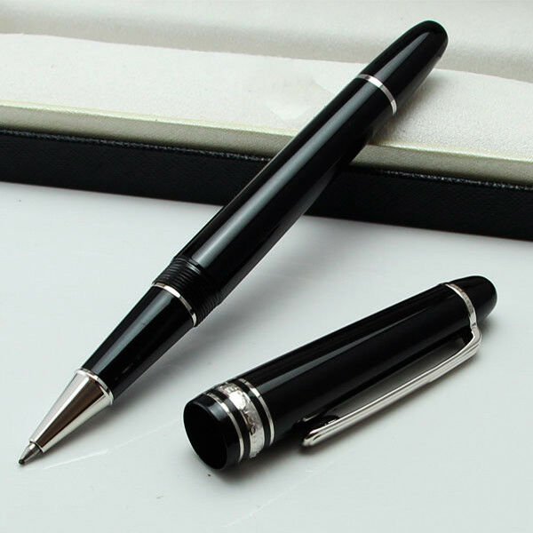 New MB #145 Rollerball Pen black resin Platinum Clip