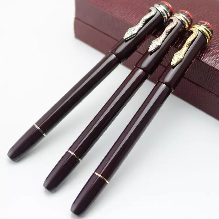 Luxury MB Rollerball Pen Dark Red Snake Clip Edition White Star top Cap