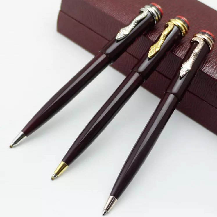 Luxury MB Ballpoint Pen Dark Red Snake Clip Edition White Star top Cap