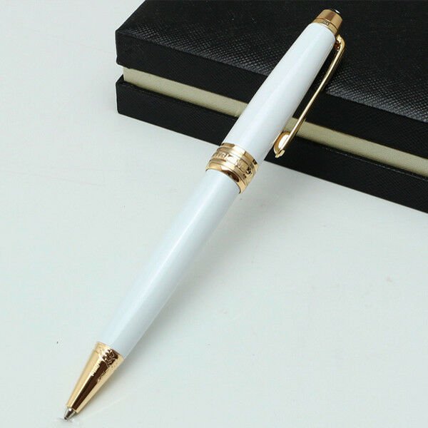 Classic MB #163 Ballpoint Pen Ceramic White Gold Clip