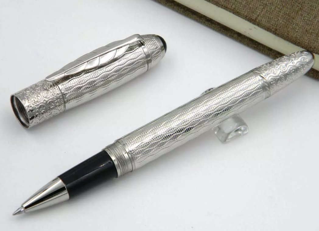 Luxury MB Silver Metal Daniel Defoe Rollerball Pen Exellent Quality
