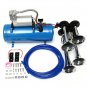 12V/24V 4 Trumpet Vehicle Air Horn Compressor Tubing 150 dB Train 120 PSI Kit