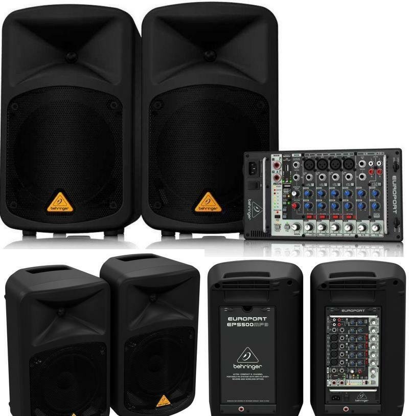 PA System Package Mixer Speakers MP3 USB EQ Powered Portable DJ Sound Behringer