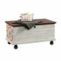 Rolling Storage Bench Ad Top Trunk Coffee Table Chest Rustic Distressed Entryway