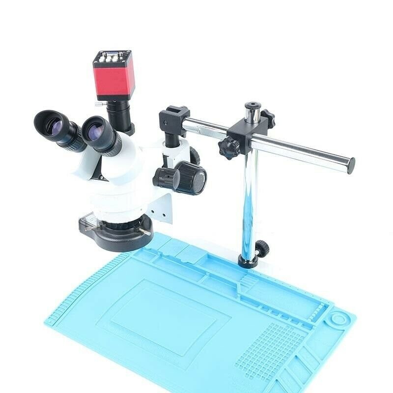 Simul-focal Continuous Zoom 7~45X Trinocular Stereo HDMI/VGA Microscope US STOCK