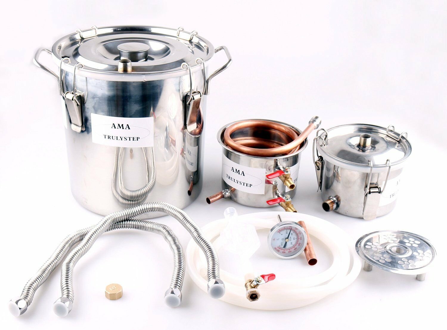 3 Pots DIY 3 Gal 12 Litres Copper Alcohol Moonshine Ethanol Still Spirits Boiler