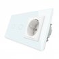 Livolo White Glass Touch Switch With EU Wall Socket VL-C702-11/VL-C7C1EU-11