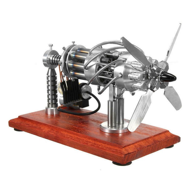 16 Cylinder Hot Air Stirling Engine Motor Model Creative Motor Engine Toy Silver
