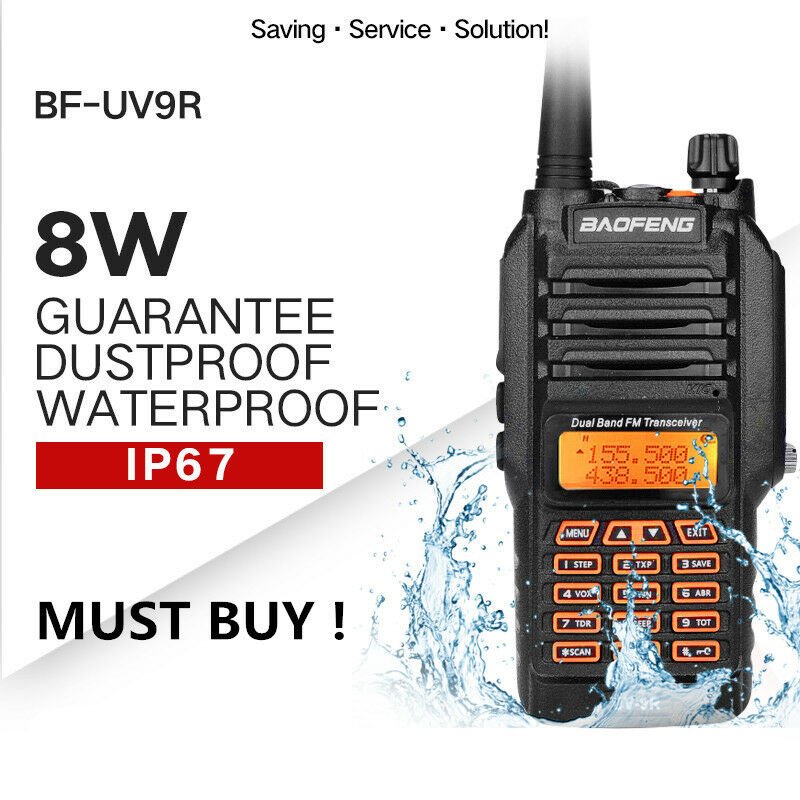 BAOFENG-UV-9R Walkie Talkie IP67 Waterproof Dual Band Radio 10KM Range US Plug